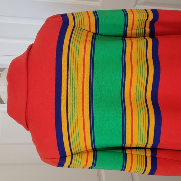 Vintage 60's Wool Longline Mod Coat Colorblock Striped SANGER HARRIS Small - Picture 10 of 17